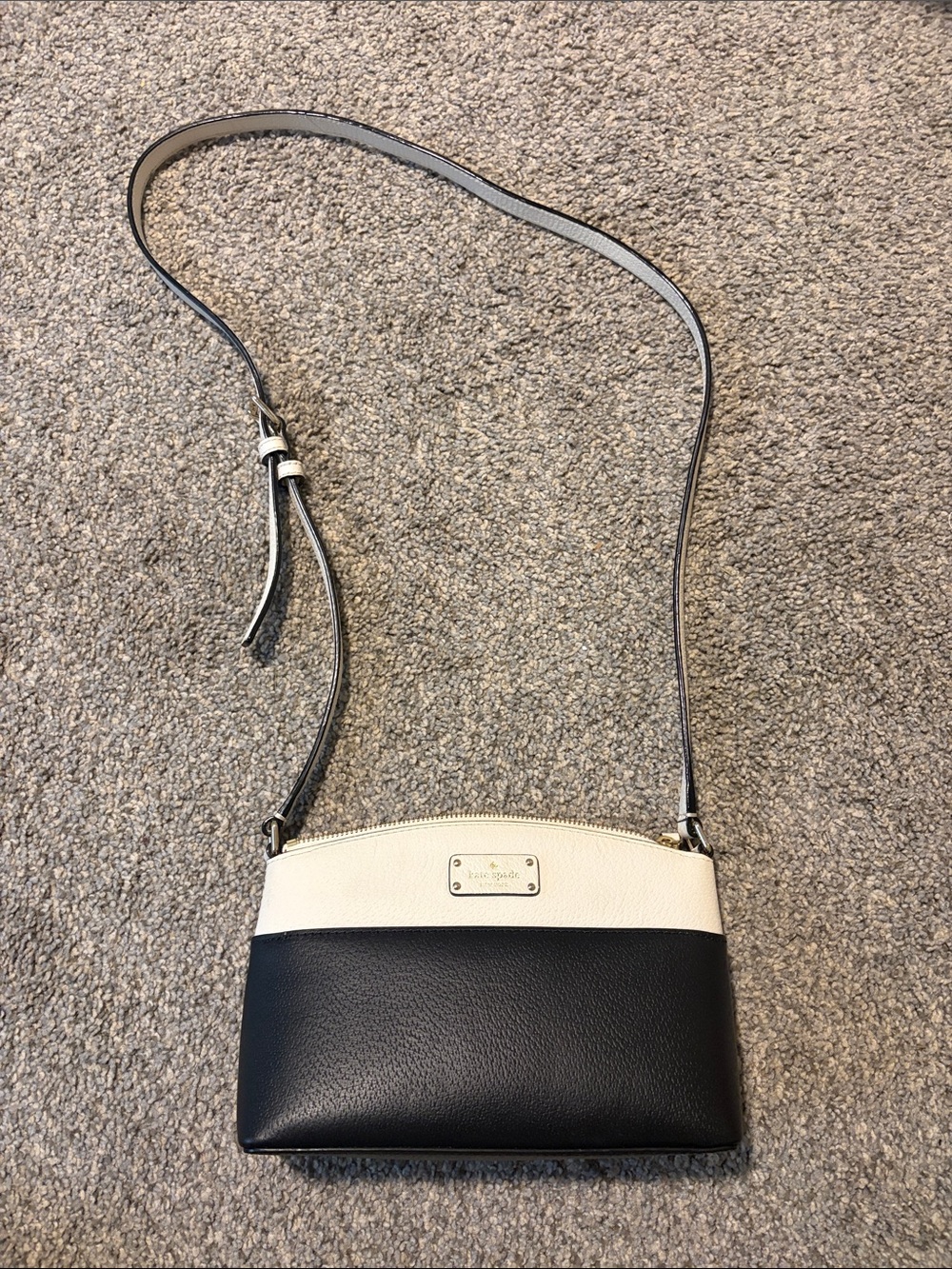 kate spade Colorblock Black and Cream Leather Crossbody